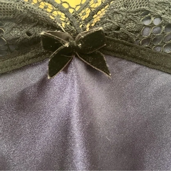 LINEA Donatella lace dark purple lingerie adjustable spaghetti strap bow Women M - Picture 5 of 15